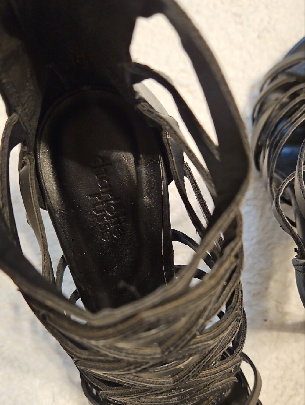 Black Strappy Gladiator High Heel Sandals - Picture 10 of 11